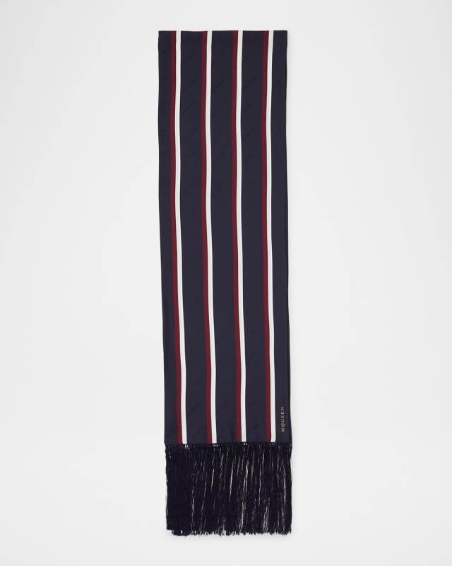 Twill Collegiate-Inspired Silk Scarf